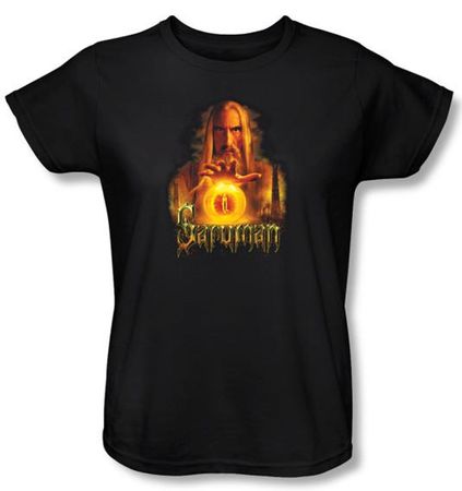 The Lord Of The Rings Ladies T-Shirt Saruman Black Shirt Tee