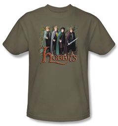 The Lord Of The Rings T-Shirt Hobbits Adult Safari Green Tee Shirt