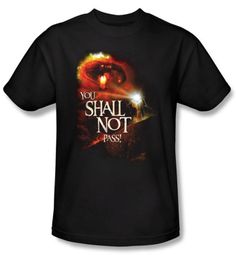 The Lord Of The Rings T-Shirt You Shall Not Pass Adult Black Tee Shirt