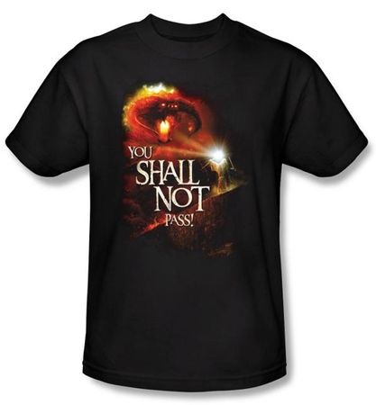 The Lord Of The Rings T-Shirt You Shall Not Pass Adult Black Tee Shirt