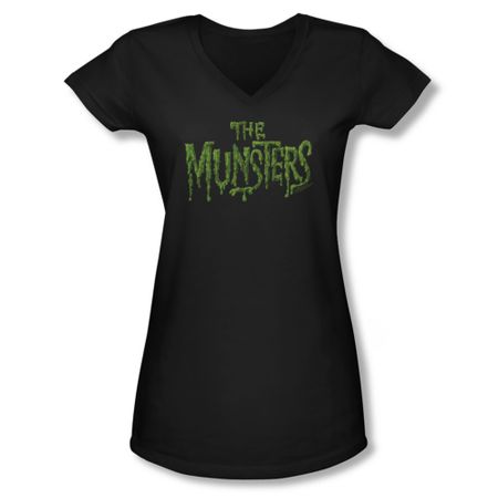 The Munsters Shirt Juniors V Neck Slime Black T-Shirt