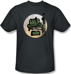 The Munsters T-shirt Moonlit Address Adult Charcoal Tee Shirt