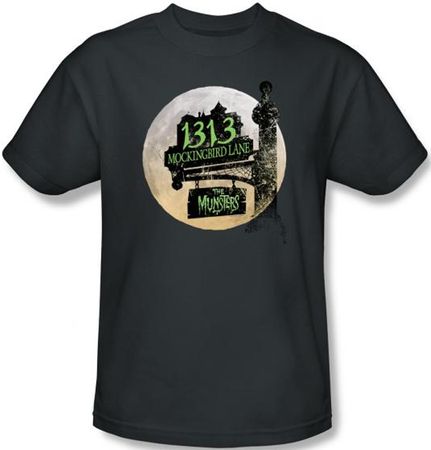 The Munsters T-shirt Moonlit Address Adult Charcoal Tee Shirt