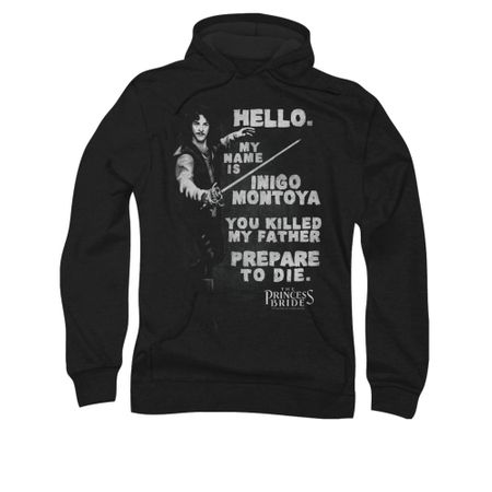 The Princess Bride Hoodie Sweatshirt Hello My Name Is Black Adult Hoody Sweat Shirt