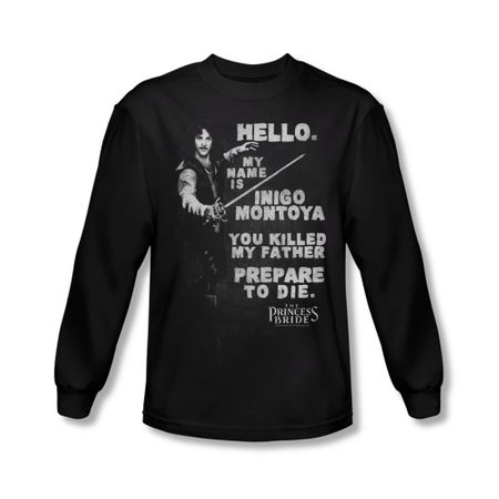 The Princess Bride Shirt Hello My Name Is Long Sleeve Black Tee T-Shirt