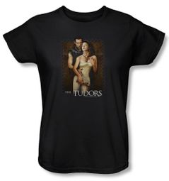 The Tudors Ladies Shirt Spilt Wine Black T-Shirt Tee