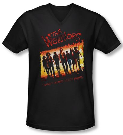 The Warriors Shirt Slim Fit V Neck One Gang Black Tee T-Shirt