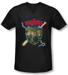 The Warriors Shirt Slim Fit V Neck Shield Black Tee T-Shirt