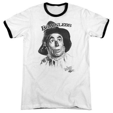 The Wizard Of Oz  Brainless Scarecrow White Ringer Shirt