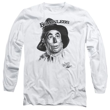 The Wizard Of Oz  Long Sleeve Shirt Brainless Scarecrow White Tee T-Shirt