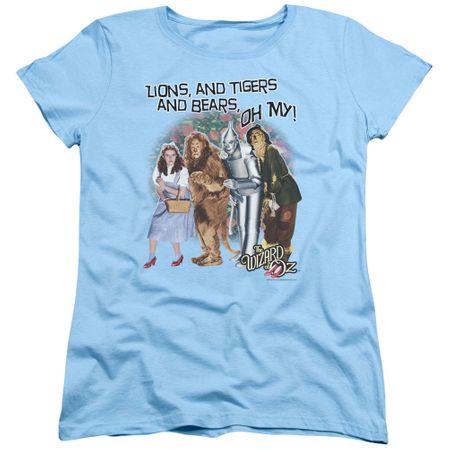 The Wizard Of Oz  Womens Shirt Lions and Tigers and Bears Oh My! Light Blue T-Shirt
