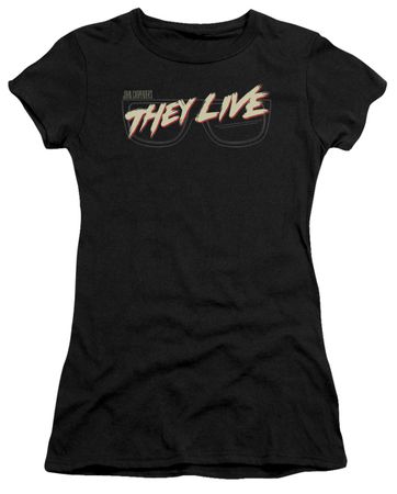 They Live  Juniors Shirt Glasses Logo Black T-Shirt