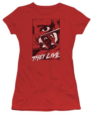 They Live  Juniors Shirt Graphic Poster Red T-Shirt