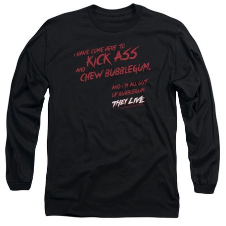 They Live  Long Sleeve Shirt Chew Bubblegum Black Tee T-Shirt