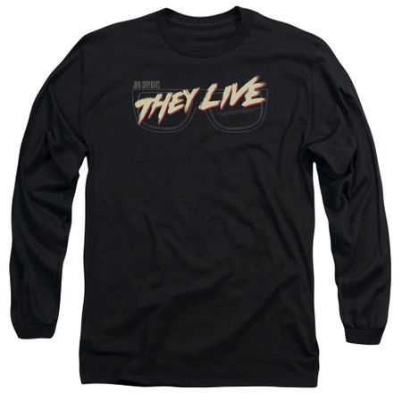 They Live  Long Sleeve Shirt Glasses Logo Black Tee T-Shirt