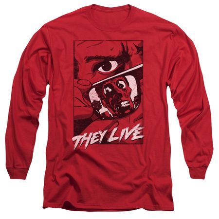 They Live  Long Sleeve Shirt Graphic Poster Red Tee T-Shirt