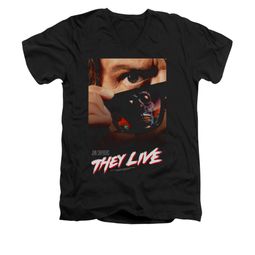 They Live Shirt Slim Fit V Neck Poster Black Tee T-Shirt They Live Shirt Slim Fit V Neck Poster Black Tee T-Shirt