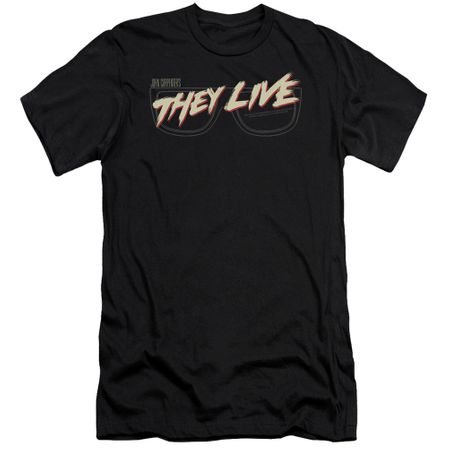 They Live  Slim Fit Shirt Glasses Logo Black T-Shirt