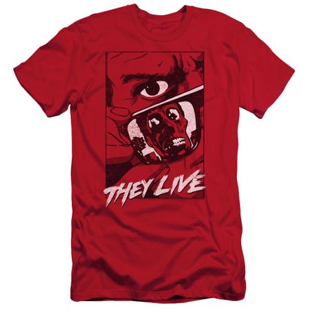 They Live  Slim Fit Shirt Graphic Poster Red T-Shirt