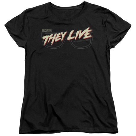 They Live  Womens Shirt Glasses Logo Black T-Shirt