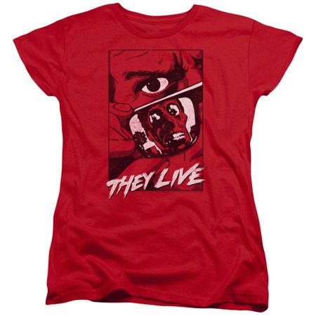 They Live  Womens Shirt Graphic Poster Red T-Shirt