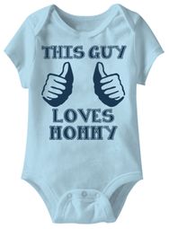 This Guy Loves Mommy Funny Baby Romper Blue Infant Babies Creeper This Guy Loves Mommy Funny Baby Romper Blue Infant Babies Creeper