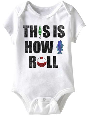 This Is How I Roll Fishing Funny Baby Romper White Infant Babies Creeper