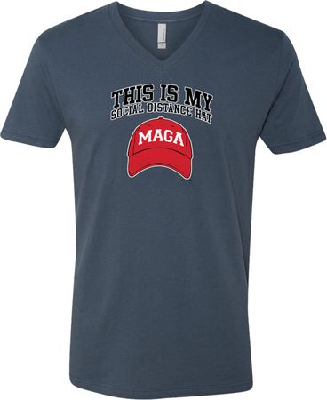 This Is My Social Distance Hat Adult V-Neck T-Shirt