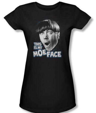 Three Stooges Junior Shirt Moe Face Black Tee T-Shirt