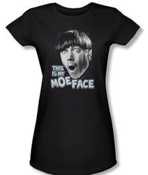 Three Stooges Junior Shirt Moe Face Black Tee T-Shirt