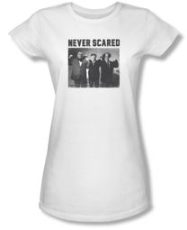 Three Stooges Junior Shirt Never Scared White Tee T-Shirt