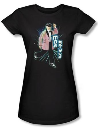 Three Stooges Juniors Funny Shirt Moe Style Black Tee T-Shirt