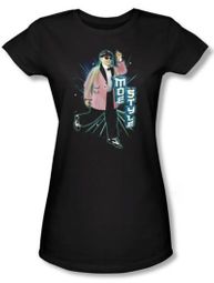 Three Stooges Juniors Funny Shirt Moe Style Black Tee T-Shirt