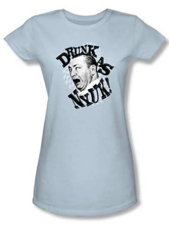Three Stooges Juniors Shirt Drunk Funny Light Blue Tee T-shirt