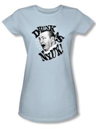 Three Stooges Juniors Shirt Drunk Funny Light Blue Tee T-shirt