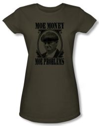 Three Stooges Juniors Shirt Moe Money Funny Green Tee T-shirt