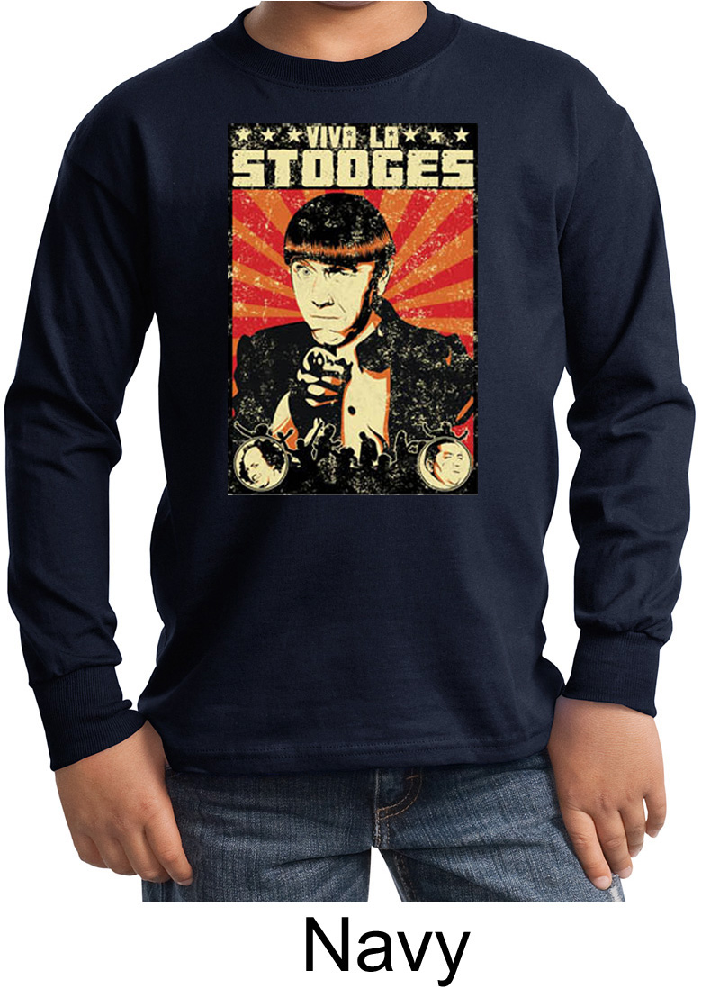 Three Stooges Kids Long Sleeve Shirt Viva La Stooges Moe Youth Shirt ...