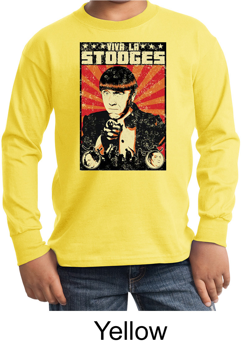 Three Stooges Kids Long Sleeve Shirt Viva La Stooges Moe Youth Shirt ...