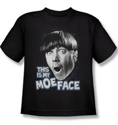 Three Stooges Kids Shirt Moe Face Black Tee T-Shirt