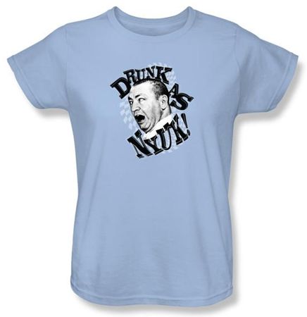 Three Stooges Ladies Shirt Drunk Funny Light Blue Tee T-shirt