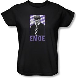 Three Stooges Ladies Shirt Emoe Funny Black Tee T-shirt
