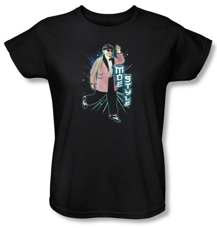 Three Stooges Ladies Shirt Funny Moe Style Black Tee T-Shirt