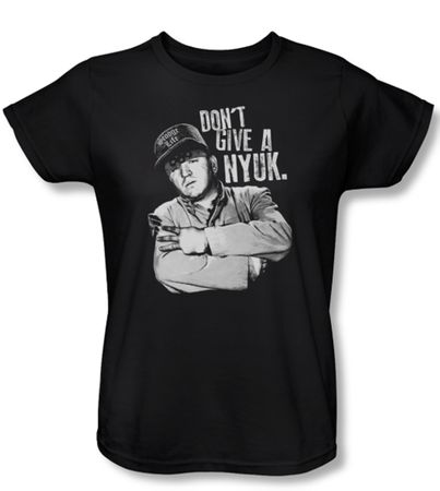 Three Stooges Ladies Shirt Give A Nyuk Black Tee T-Shirt