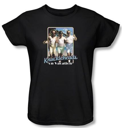 Three Stooges Ladies Shirt Knuckleheads On Vacation Black Tee T-Shirt