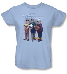 Three Stooges Ladies Shirt Sexy Light Blue Tee T-Shirt