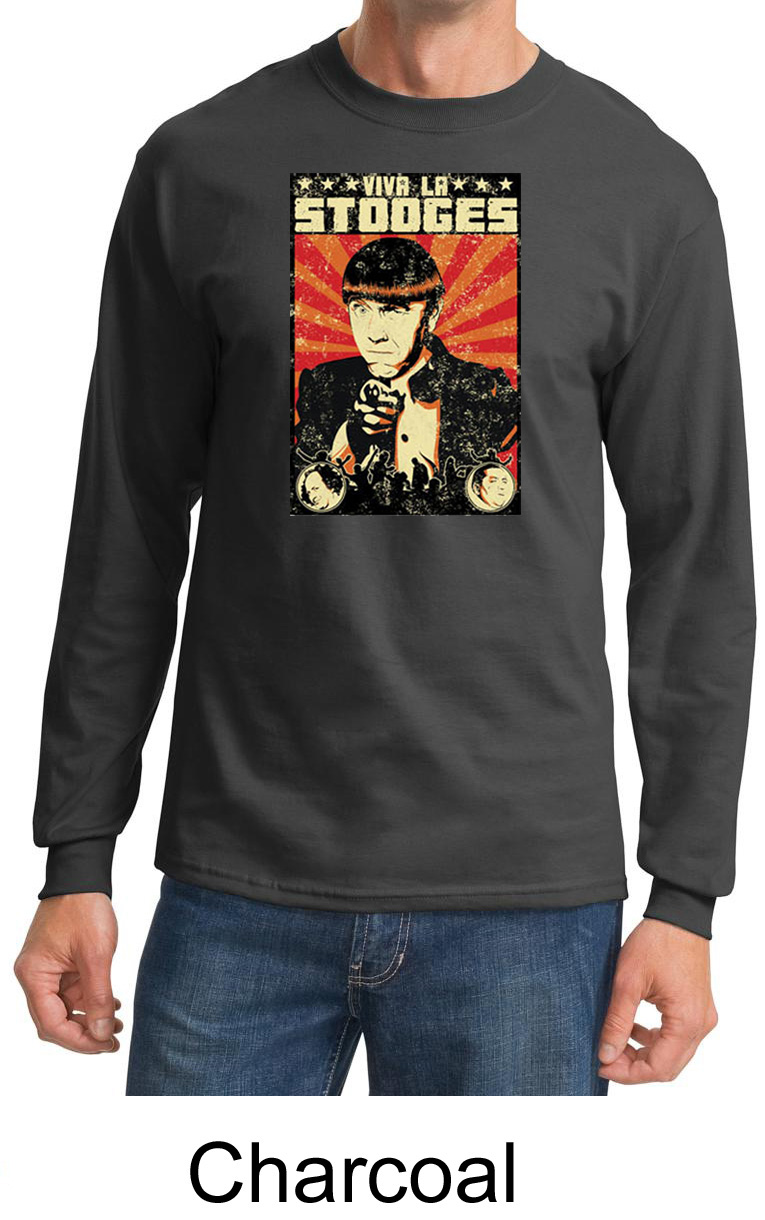 Three Stooges Long Sleeve Shirt Viva La Stooges Big Moe Adult Shirt ...