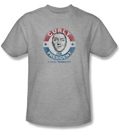 Three Stooges Shirt Curly For President Adult Athletic Heather T-shirt