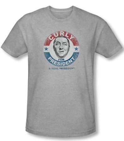 Three Stooges Shirt Curly For President Athletic Heather Slim Fit Tee