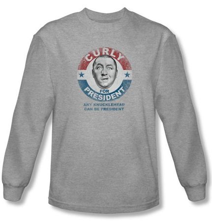 Three Stooges Shirt Curly Knucklehead Athletic Heather Long Sleeve Tee