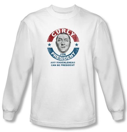 Three Stooges Shirt Funny Curly Knucklehead White Long Sleeve Tee